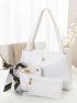 3pcs Crocodile Embossed Twilly Scarf Decor Tote Bag Set