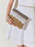 Mini Geometric Pattern Straw Clutch Bag