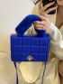 Fluffy Handle Textured Flap Square Bag