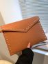 Studded Decor Felt Clutch Bag