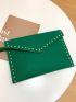 Studded Decor Felt Clutch Bag