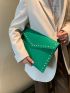 Studded Decor Felt Clutch Bag