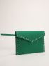 Studded Decor Felt Clutch Bag