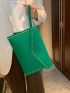 Studded Decor Felt Clutch Bag