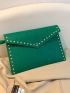 Studded Decor Felt Clutch Bag