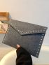 Studded Decor Felt Clutch Bag