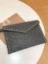 Studded Decor Felt Clutch Bag