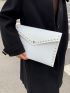 Studded Decor Felt Clutch Bag