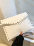 Studded Decor Felt Clutch Bag