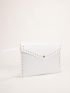Studded Decor Felt Clutch Bag