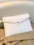 Studded Decor Felt Clutch Bag