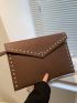 Studded Decor Felt Clutch Bag