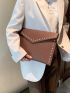 Studded Decor Felt Clutch Bag