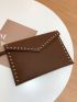 Studded Decor Felt Clutch Bag