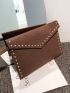 Studded Decor Felt Clutch Bag