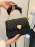 Heart Decor Snap Button Square Bag