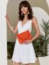 Pom Pom Decor Straw Clutch Bag