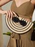 Bow & Tassel Decor Straw Clutch Bag