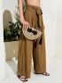 Bow & Tassel Decor Straw Clutch Bag