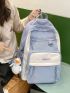 Large Capacity Colorblock Backpack With Bag Charm