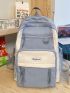 Large Capacity Colorblock Backpack With Bag Charm