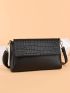 Crocodile Embossed Flap Square Bag