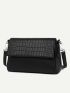 Crocodile Embossed Flap Square Bag