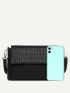 Crocodile Embossed Flap Square Bag