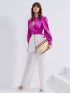Colorblock Fringe Decor Striped Straw Clutch Bag