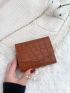 Crocodile Embossed Fold Over Small Wallet