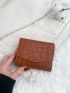Crocodile Embossed Fold Over Small Wallet