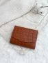 Crocodile Embossed Fold Over Small Wallet