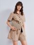 Tassel Decor Striped Straw Clutch Bag