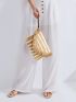 Fringe Decor Striped Straw Clutch Bag