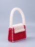 Two Tone Beaded Detail Square Bag