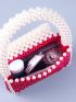 Two Tone Beaded Detail Square Bag