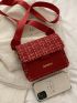 Mini Letter Graphic Plaid Pattern Square Bag