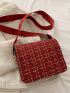 Mini Letter Graphic Plaid Pattern Square Bag