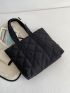 Quilted Pattern Shoulder Tote Bag