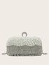 Mini Faux Pearl & Rhinestone Decor Box Bag