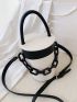 Two Tone Chain Decor Bucket Bag