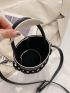 Two Tone Chain Decor Bucket Bag
