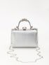Mini Metallic Rhinestone Decor Chain Box Bag