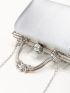 Mini Metallic Rhinestone Decor Chain Box Bag