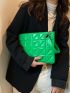 Quilted Artificial Patent Leather Square Bag