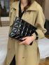 Quilted Artificial Patent Leather Square Bag
