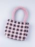 Colorblock Allover Beaded Decor Square Bag