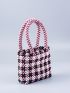 Colorblock Allover Beaded Decor Square Bag