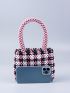 Colorblock Allover Beaded Decor Square Bag
