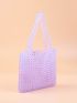 Fruit Graphic Allover Beaded Decor Square Bag